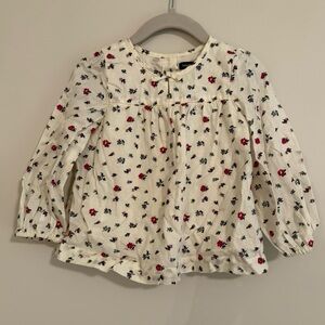 GAP Kids Floral Blouse - Cream with Red and Blue